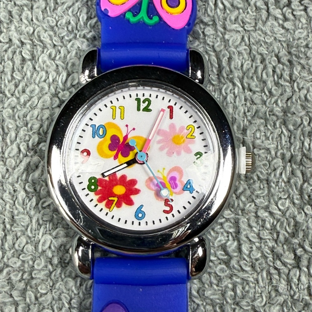 Blue and White Toy-Inspired Watch with Cartoon Characters